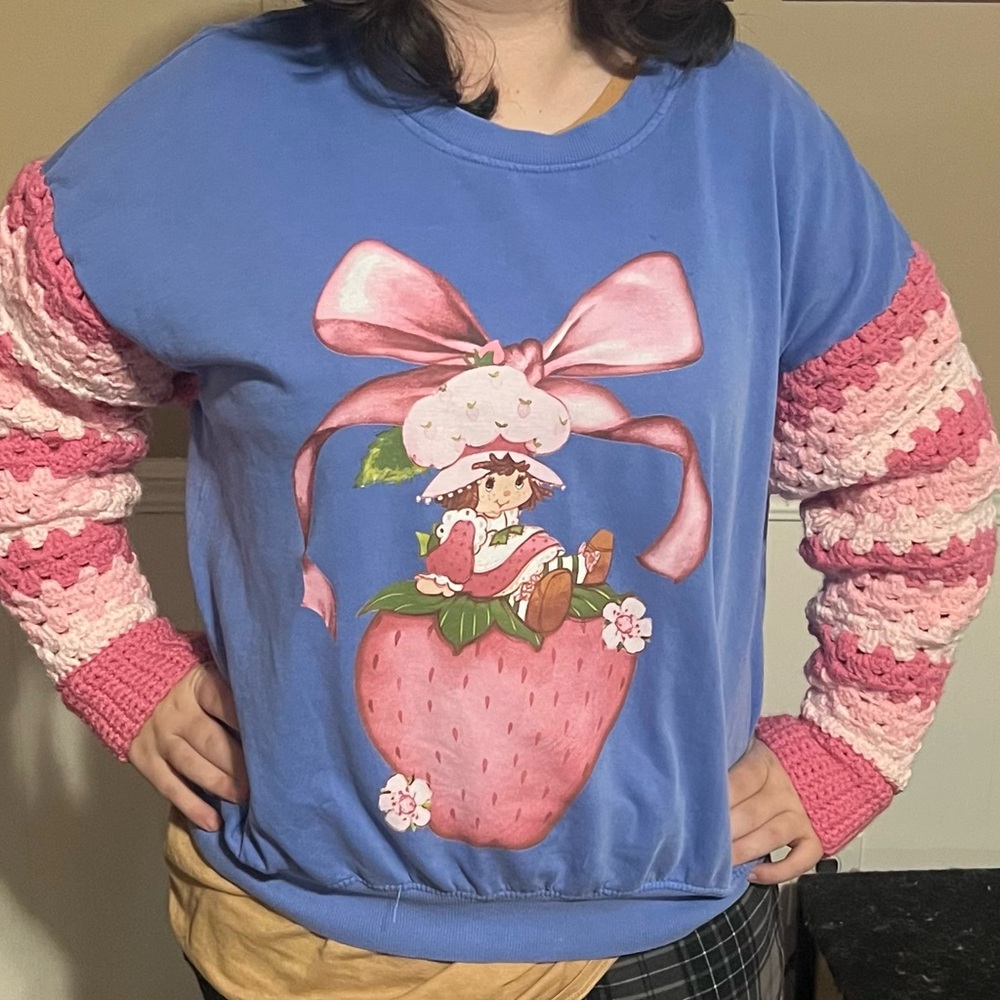 One-of-a-Kind Upcycled Strawberry Shortcake Sweatshirt